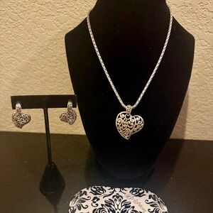 Brighton Bibi Love Necklace and Earrings NWOT
